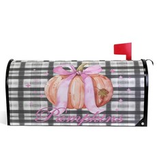 Wamika Winter Cardinal Birds 자석 우편함 커버 크리스마스 스노우 베리 오버 사이즈 풀 마그넷 정원 마당 현관 휴일 장식 길이 63.5cm x 너비 53., 호박 리본