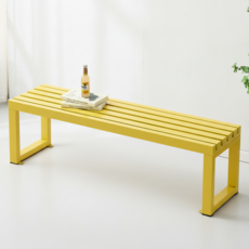 [당일출고] 비비드 야외벤치 철제벤치 카페 테라스 포토존 대기 벤치의자 공원벤치 웨이팅벤치, 옐로우