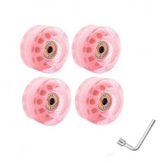 4 피스 32 x 58mm 82A 실내 또는 실외 용 베어링이있는 롤러 스케이트 휠 휴대용 스케이트 액세서리 렌치, 분홍색