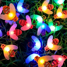 20/50/100LED 태양 꿀벌 문자열 램프 야외 요정 빛 나무 Chritmas Garland 8 모드 방수 파티오 정원 웨딩, 03 Multicolor, 02 5M 20LEDs
