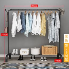 간편 접이식 빨래건조대 실내 침실 발코니 튼튼한 플라스틱 방풍 금속 건조대 프레임 옷걸이, 1개, 150cm 블랙 나뭇가지 고리 가 27 9위안