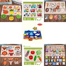 [비지쥬] 원목 꼭지퍼즐 과일 야채 숫자 도형 알파벳 낚시 18개월 돌장난감, 01) 과일퍼즐, 1개