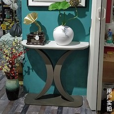 폭좁은 장식장 슬림 모던 복도 수납장 심플 테이블 라운드 스트립 입구, E. 0.8m 그레이 프레임 설산석