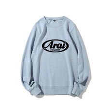 모터사이클 헬멧 커플 긴팔 상의 가을용 남녀공용 라운드넥, 1개, 헤이즈블루