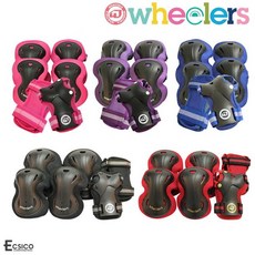 휠러스 아동용 보호대 무릎 + 팔꿈치 + 손목 세트, 레드, 1세트