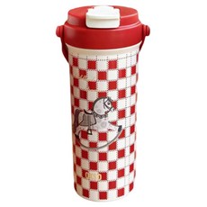 StarR 손잡이 듀얼 음용 보온 보냉 텀블러, 1개, 550ml, 격자 무늬 말 1개, 550ml, 격자 무늬 말