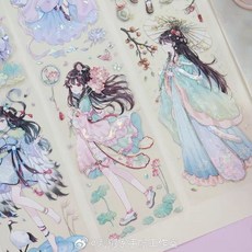 手賬 手作刺蝟貼紙套裝 貝殼光膠帶分裝 荏苒PET材質 古風DIY手賬裝飾 刺蝟主題拼貼, 1個, 25-30cm貝殼光試喫隨機一段