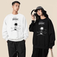 FONOW 남녀공용 오버핏 커플룩 스누피 캐릭터 프린팅 맨투맨 소프트 후드티