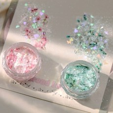 나의셀렉 감성 네일글리터 2종 세트 드라이플라워(압화) + 오로라 펄 + 자개 믹스 (총6종/3세트), 1개, OPTION 1  (연핑크/민트)