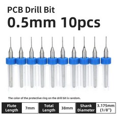 소형 PCB 드릴 비트 세트 프린팅 회로 기판용 텅스텐 스틸 CNC 금속 도구 3.175mm 생크 0.5-1.4mm 10 개, 04 PCB 0.5mm 10pcs