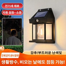 태양열 옥외 벽등 감응 조명 옥외 정원 별장 벽등 방수 텅스텐 필라멘트 태양열등, 블랙x(1)