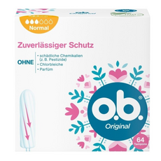 o.b. Original Tampons Nomal (64 Stk.) 오비 오리지널 노멀 탐폰 64개입, 1개, 사이즈 1