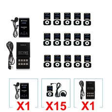 AI 양방향 동시 통역기 휴대용 스마트 번역기 Retekess T130 무선 투어 가이드 소풍 공장 훈련을 위한 오디오 시스템 송신기 수신기 교회 회의 무선마이크 송수신기 번역, 1-15-charge base