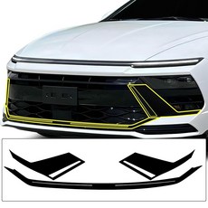 BOGAR TECH DESIGNS 현대 소나타 2024-2026 전면 크롬 삭제 - 프리컷 비닐 오버레이 키트 글로스 블랙 암막 트림 351020 8294003950