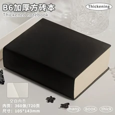 720 페이지 두꺼운 노트 작은 사각형 B6 빈 스케치북 미니멀리스트 미술 학생 휴대용 그림책, 01 B6, 05 Black