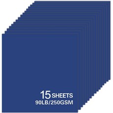 15장 네이비 블루 카드스탁 페이퍼 12x12 크리컷용 카드 재고 제작용 두꺼운 건설 용지 스크랩북 크래프트 90파운드 / 250gsm (네이비 블루)