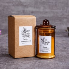 歐式琥珀玻璃香氛蠟燭 - 大豆蠟擴香, 1個, 茉莉