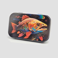 釣友俱樂部 路亞鐵質餌盒 附海綿 多圖案 可訂製 飛蠅鉤仿生餌收納盒, 定製餌盒B款(單枚), 1個