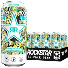 Rockstar Energy Drink Boom Pina Colada 16 Fl Oz Cans (Pack of 12), 피나 콜라다