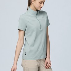 Wildland 荒野女生態ZIP領抗UV彈性短袖機能衣0B31621運動衣/春夏款/吸溼快乾/防曬衣