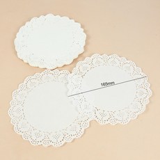 100pcs 화이트 라운드 레이스 매트 종이 케이크 Doilies DI 플레이스, as picture, B04 165mm
