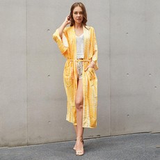 비치 가디건 루즈핏 포켓 롱 후드 로브