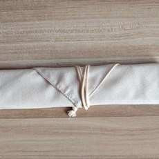棉麻筷子袋 柔軟透氣 日式刀叉收納包, 米白, 1個