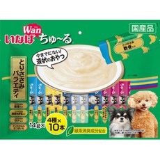 Wan 犬用擠壓式零食 4種口味混合 日本國產 綠茶消臭成分, 14g, 40個, DS-161（雞肉綜合口味）