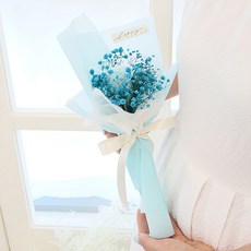 모리앤 비누꽃 생화 러브 한송이장미 안개 꽃다발, 블루, 1개