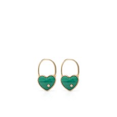 이본레옹 9K 옐로 골드 크레올 카데나스 커 말라카이트 앤 다이아몬드 싱글 이어링