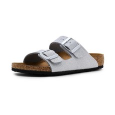 Birkenstock 남녀공용 Arizona - Shiny Glitter (Toddler/Little Kid) 실버 Glitter 2-2.5 Narrow Little