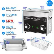 초음파세척기 클리너 안경 귀금속전용 1L 30L 청소기 600w 900w 휴대용 청소 쥬얼리 기계 40KHZ 울트라 소닉 세탁 목욕, 영국, 3L 120W CJ020ST