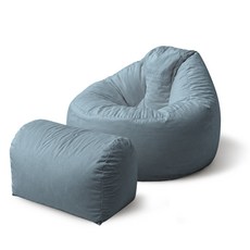 보니타 대형 블루밍 B807 스웨이드 빈백소파 풋스툴 세트, 에쉬블루+풋스툴