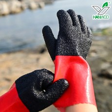 한우 PVC 코팅 까만손 밤가시 꽃게 장갑 어업 장갑, 1개, 3XL