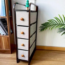 夾縫收納櫃窄縫抽屜式20cm寬床頭櫃沙髮衣櫃客廳臥室玩具簡易飄窗廚房置物架 廚房收納櫃 櫥櫃 餐櫃 多層收納櫃 HHZK, 4抽米白色1個, 1個