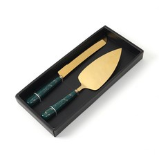 고급 케이크 커팅 칼 서버 세트 빵칼 골드