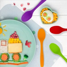 아기자기 유아 실리콘 수저 어린이 아동 실리콘 숟가락 아기용 주도 zac+53807yw, 오렌지