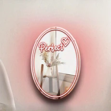 맞춤형 네온 미러(텍스트&하트 디자인) 화장대/파티/생일/클럽/바용 문/벽 장식 메이크업룸 홈데코, 03 16in 40.6cm, 05 Red