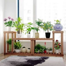 나무 어항 다이 화분 받침대 선반 꽃 수조 원목 선반 G1세트 브라운