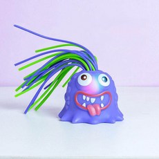 소리나는 괴물 장난감 머리 잡아당기면 반응하는 재미있는 스트레스 완화 완구, 1개, 퍼플, 6cm