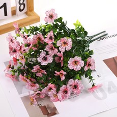 仿真綠植七叉桉樹尤加利紫羅蘭塑料假花家居裝飾擺件仿真花批發, AHB1811-190-7 粉色, 1個