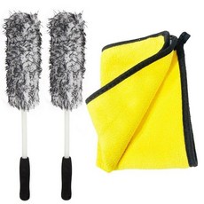 세차 브러시 극세사 어 스크러버 휠 림 트렁크 오토바이 먼지 제거제 디테일링 청소 도구, silver single brush, 1개