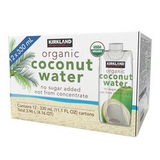 갈증해소에 좋은 커클랜드 유기농 코코넛 워터 330ml 24개입 넉넉한 용량으로 나눠드시기 좋아요, 24개