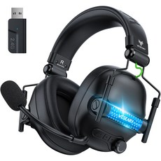 위세리 무선 게이밍 헤드셋 초경량 가상 7.1 채널 2.4G 저지연 3D 사운드 RGB 노이즈 캔슬링 마이크 WG2, 올블랙