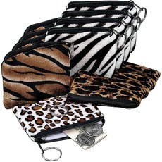 [ 771581 ] 플러시 사파리 프린트 동전 지갑 키 체인 12개 팩