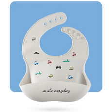 아기 턱받이 실리콘 방수 자기주도 이유식 어린이집 코니 더마더 특허 침받이 무쉬, A타입-그레이자동차, 1개