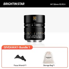 브라이트인 스타 50mm F0.95 II 풀프레임 초대형 조리개 수동 초점 인물 사진 렌즈 (소니 E 니콘 캐논 RF, 02 Nikon, 01 빠른, 01 Black Bundle 1