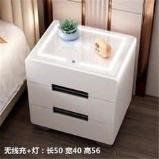 무선 충전 테이블 침대 옆 협탁 독서 사이드 무드등 조명 모던 미니 소형, 안전포장, 2단 50cm (화이트상판)