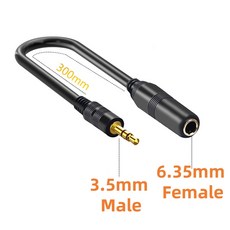 3.5mm 스테레오 6.35mm TRS 헤드폰 잭 어댑터 남성 여성 6.35 3.5 기타 앰프 스피커 믹서 용 Aux 오디오 케이블, 4) 3.5 to 6.35 A, 1개