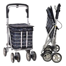 海夫健康生活館 YL 置物大空間保暖袋設計銀髮族購物助行車 變形蟲黑(NO.68-113), 1個